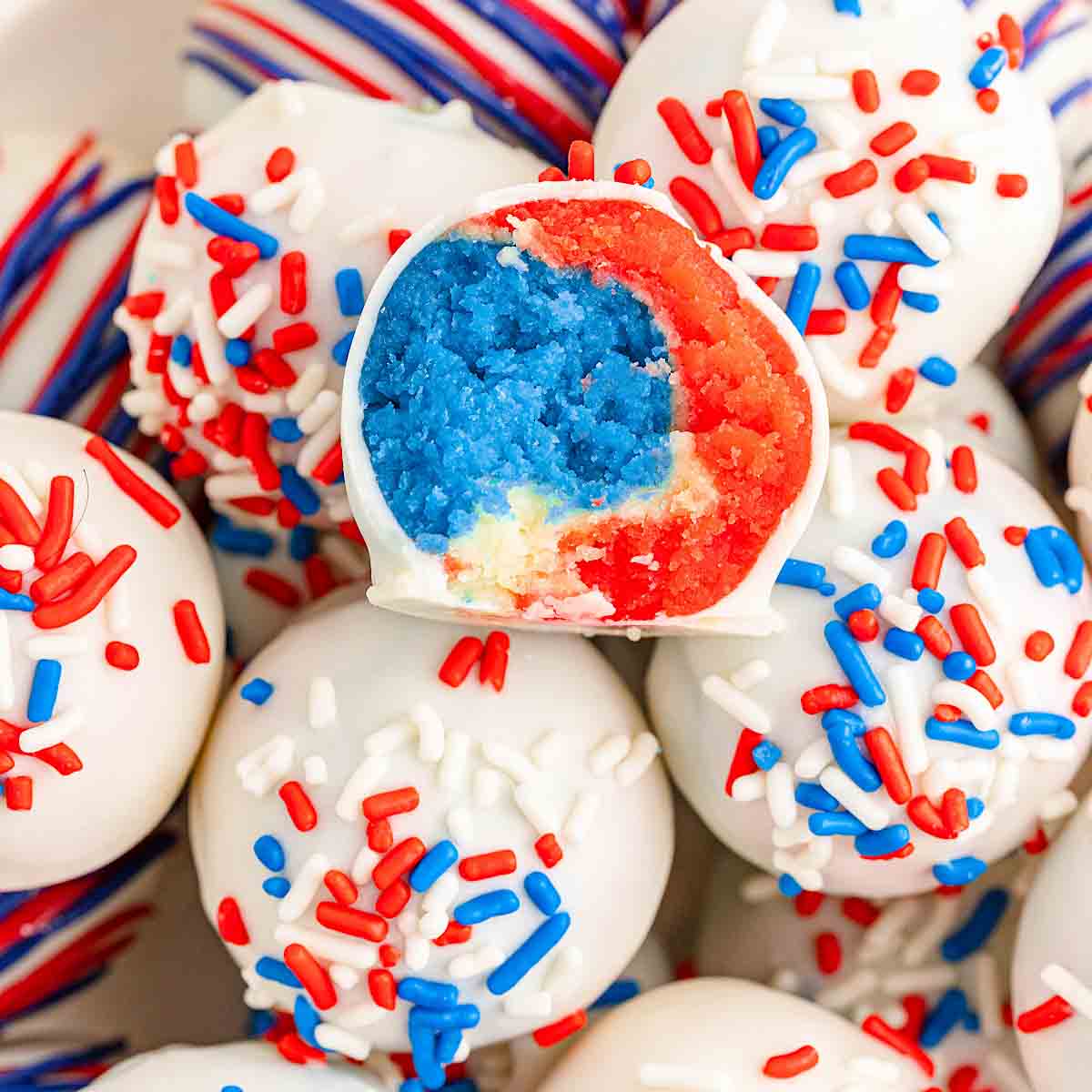 4th of July themed cake balls 