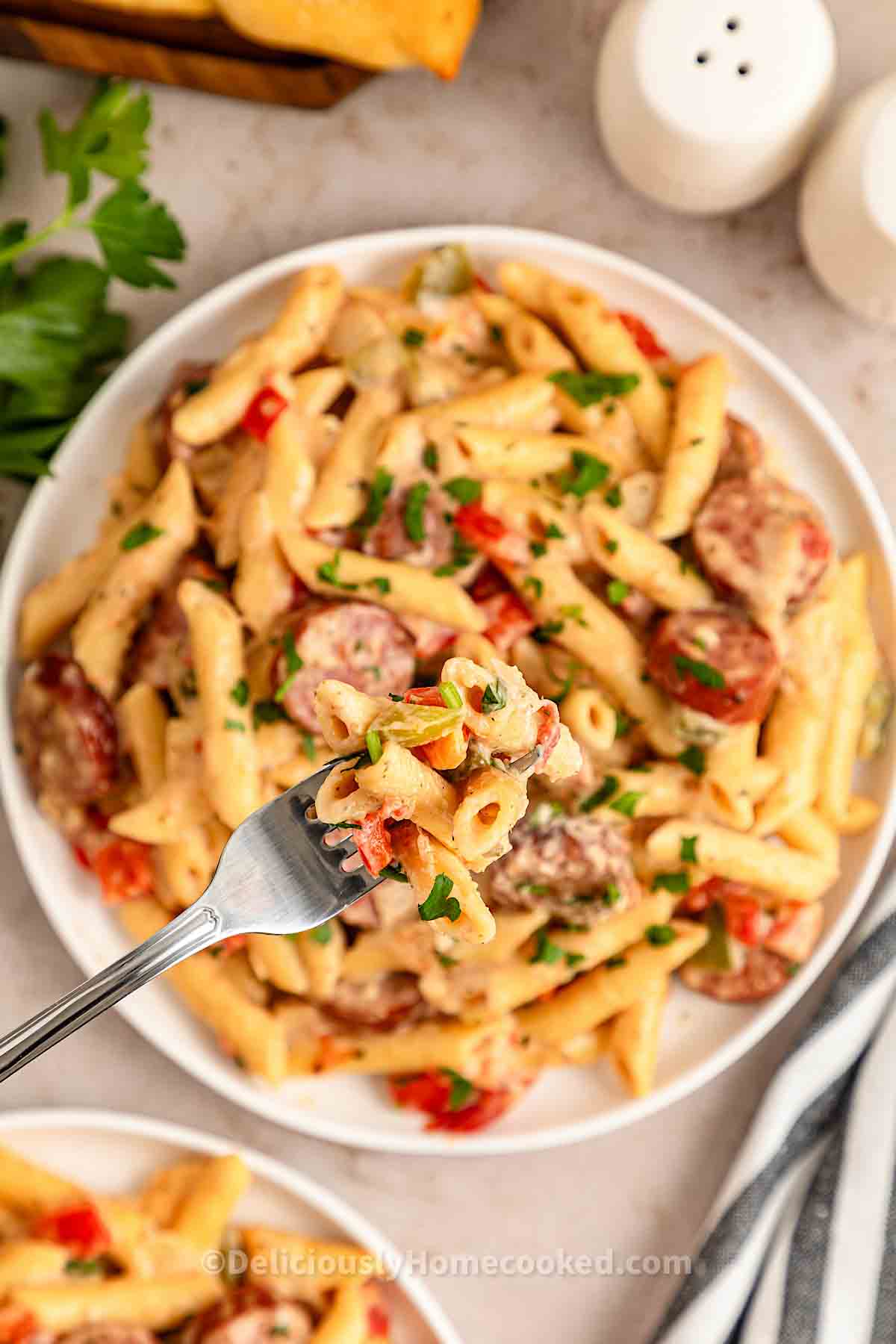 Smoked sausage pasta - Deliciously Home Cooked