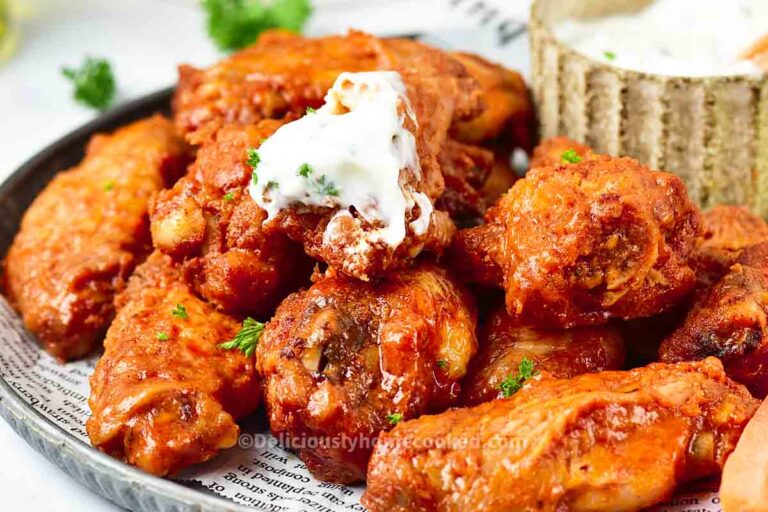 Crispy oven baked Buffalo chicken wings - Deliciously Home Cooked