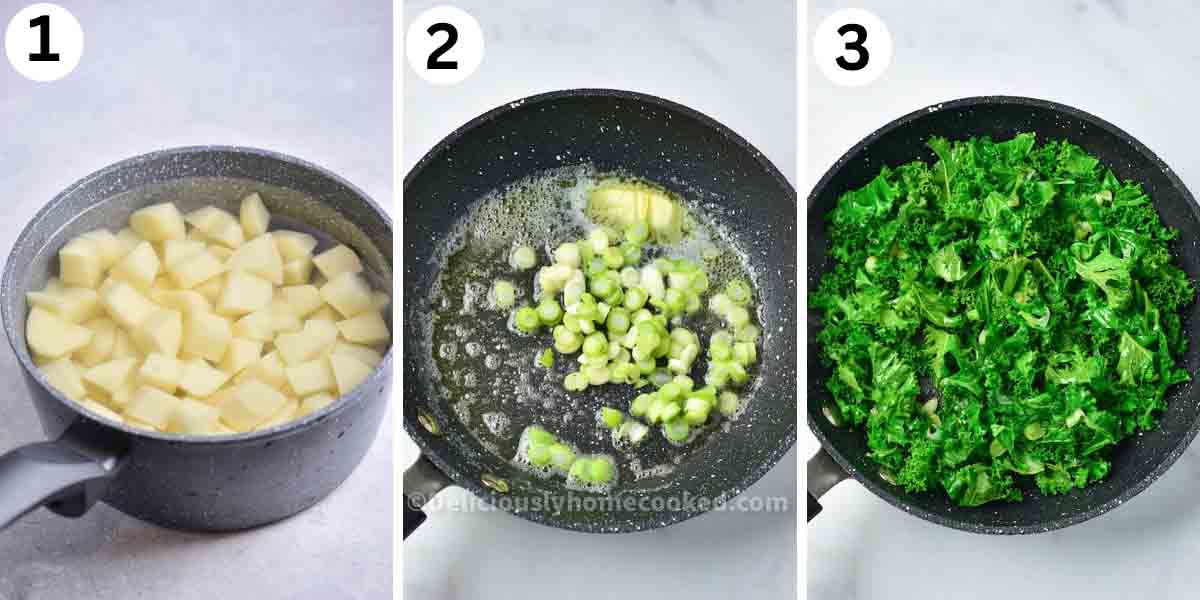 Colcannon with kale (Irish mashed potatoes) - Deliciously Home Cooked