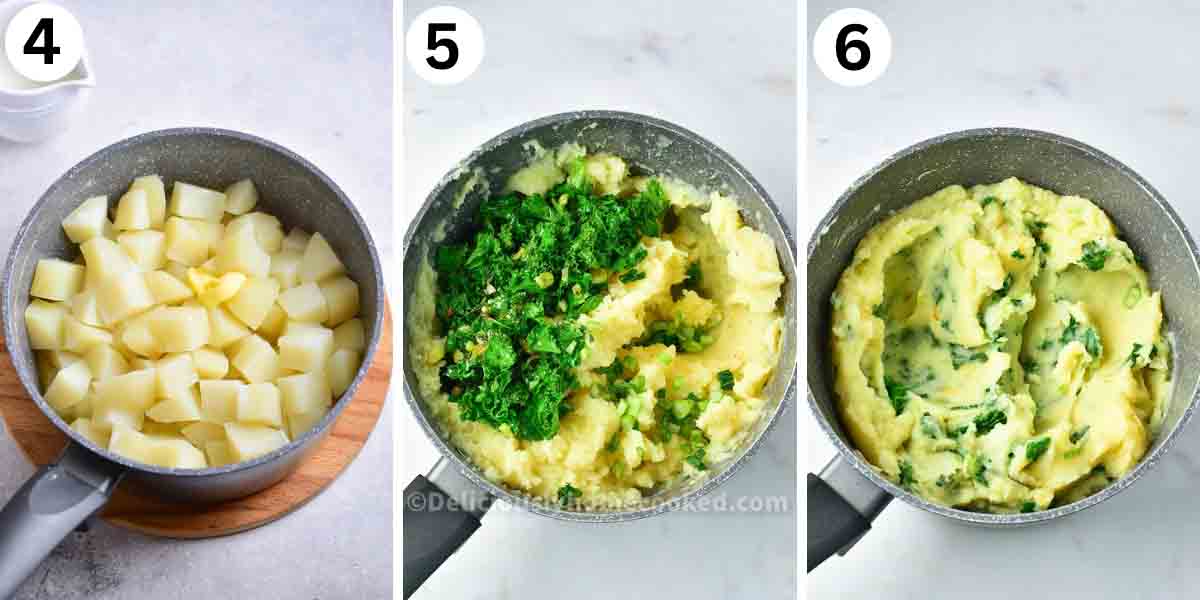 Colcannon with kale (Irish mashed potatoes) - Deliciously Home Cooked
