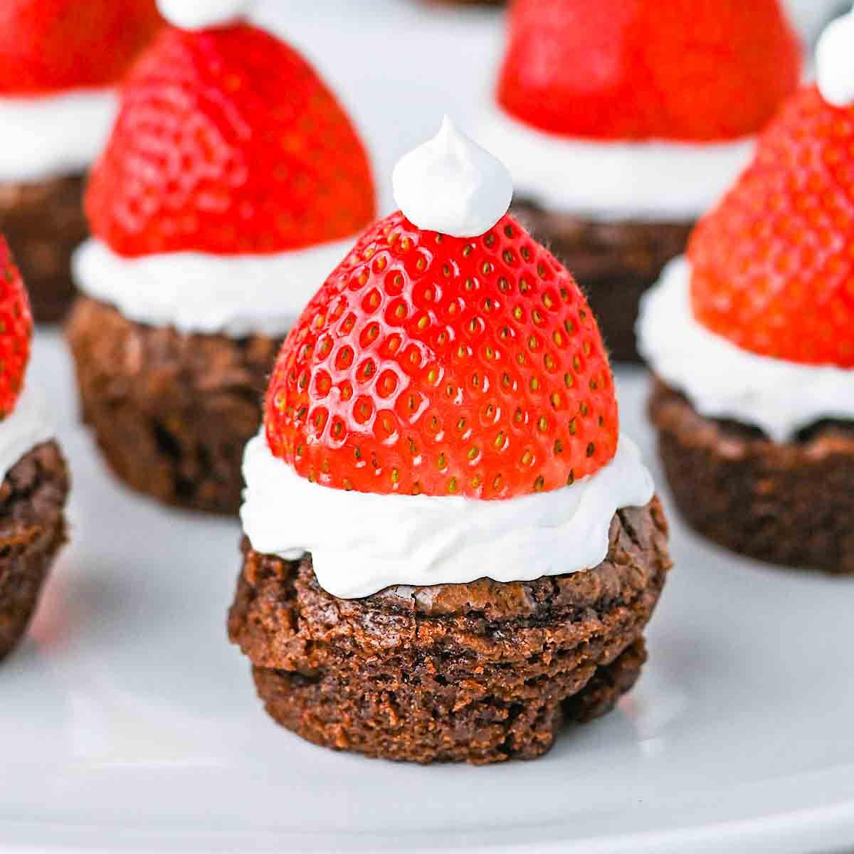Santa hat brownie bites