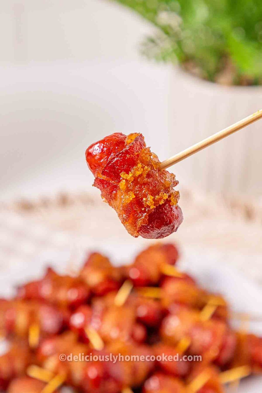 Sweet and Savory Brown Sugar Bacon Wrapped Smokies