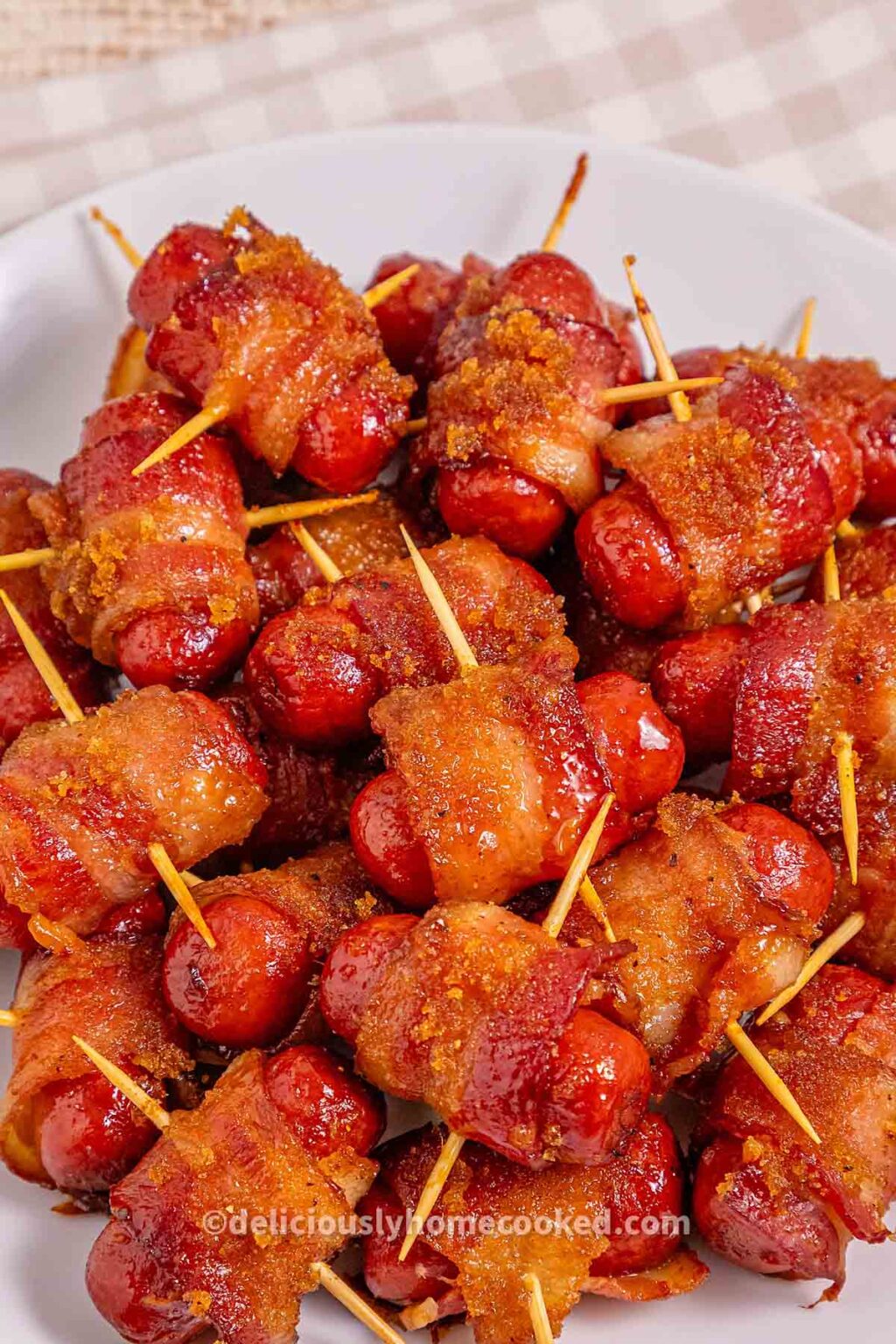 Sweet and Savory Brown Sugar Bacon Wrapped Smokies