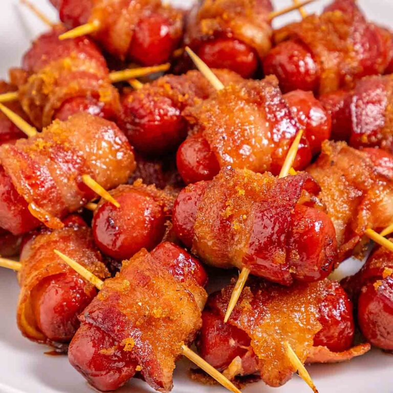 Brown sugar bacon wrapped smokies