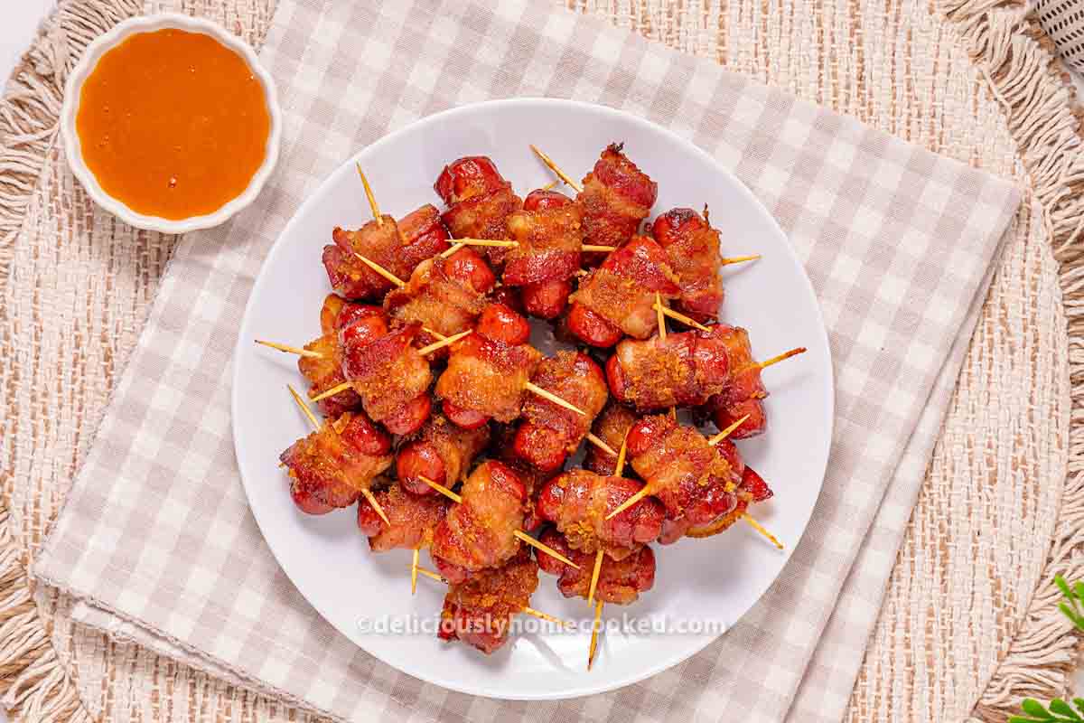 Sweet and Savory Brown Sugar Bacon Wrapped Smokies