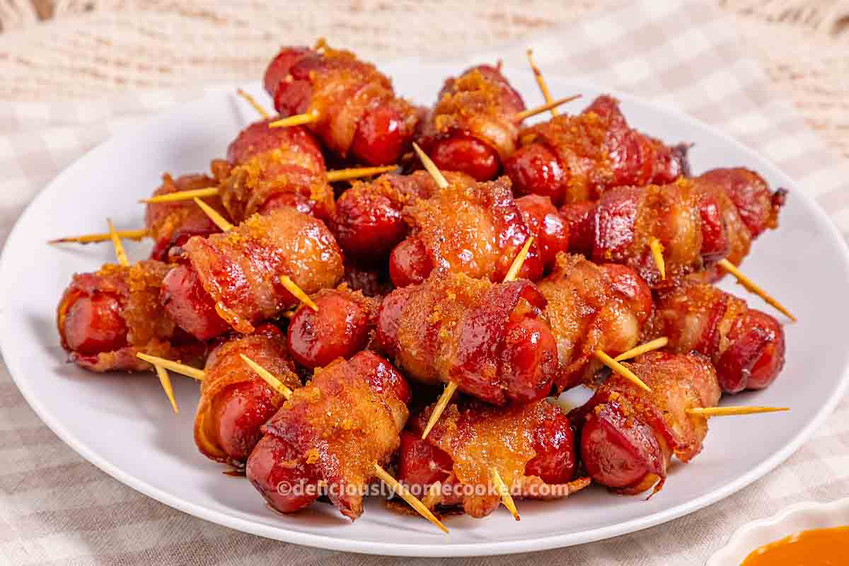 Sweet and Savory Brown Sugar Bacon Wrapped Smokies