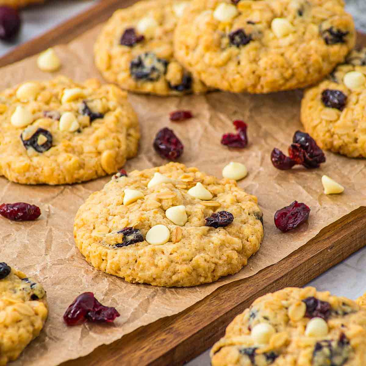 Cranberry and white chocolate oatmeal cookies