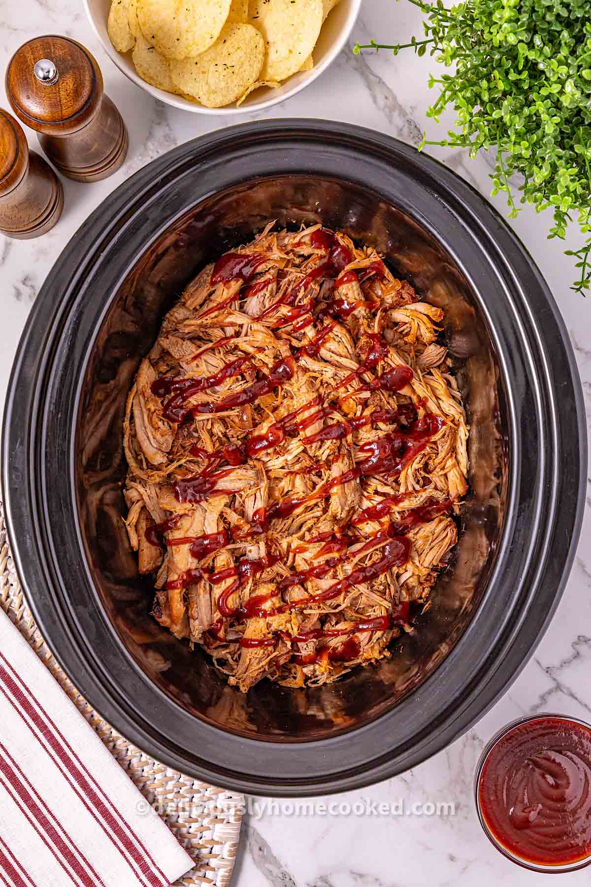 Slow Cooker BBQ Pulled Pork That’s Tender and Juicy.