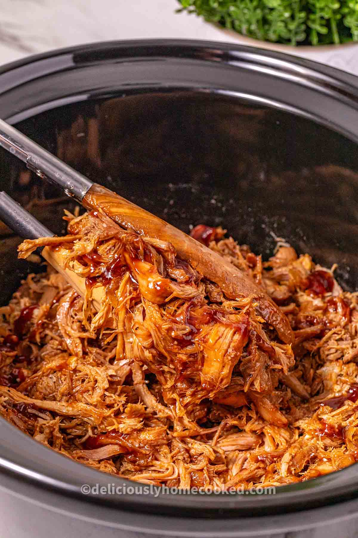 Slow Cooker BBQ Pulled Pork That’s Tender and Juicy.